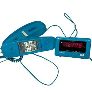 Vintage 1980s Conair Phone Alarm Clock Set Teal Working Retro